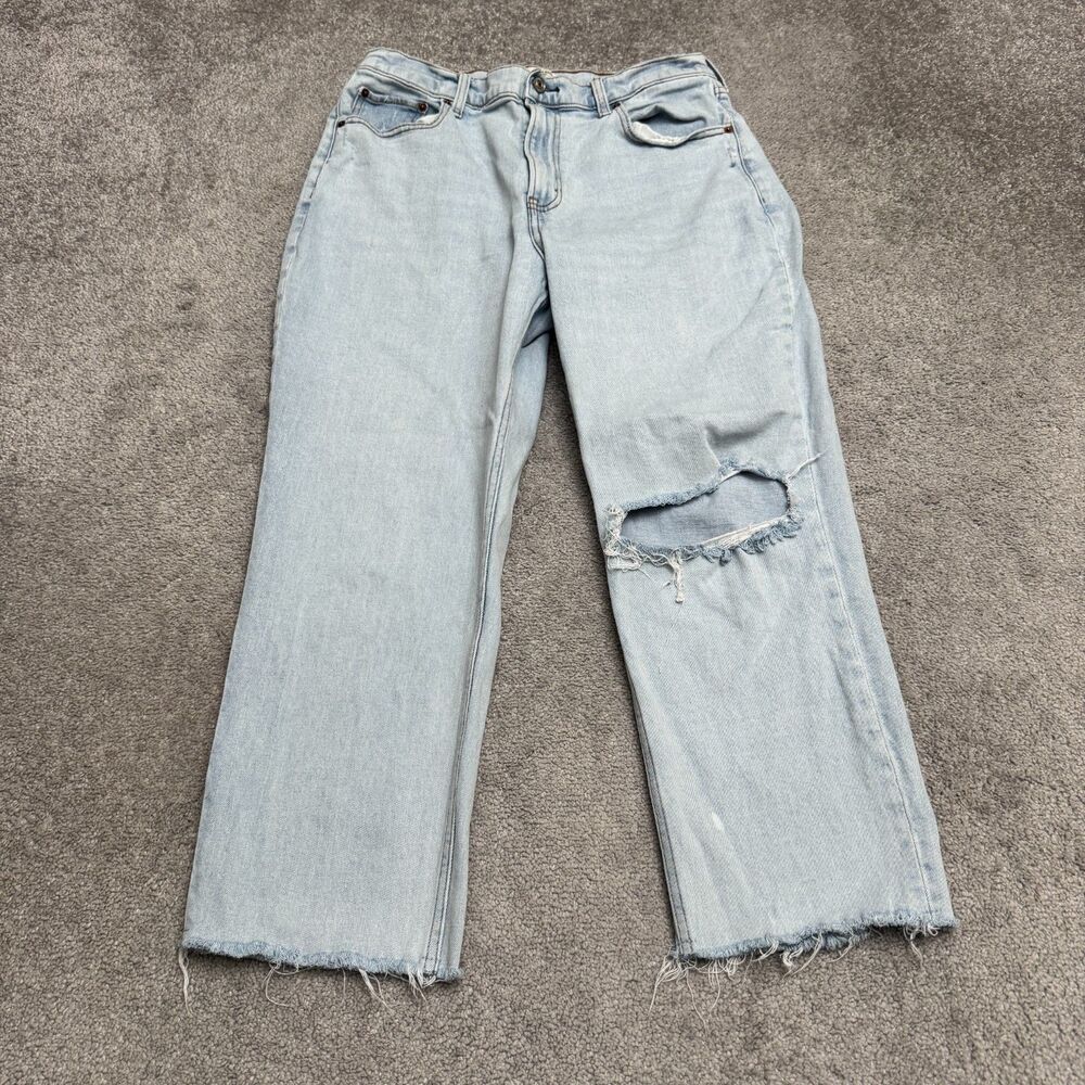 Abercrombie Fitch Curve Love Ankle Straight Jeans Womens 31 12S Light Wash Blue